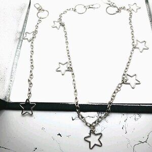 Multi Star Single Layered Pants Or Wallet Chain 27 Inches + Star Keychain